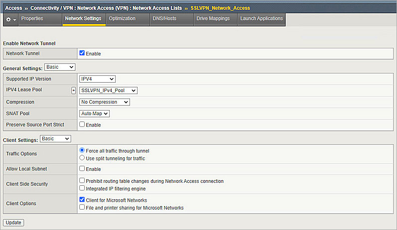 Screenshot of F5 Big-IP, Add Network Access 2